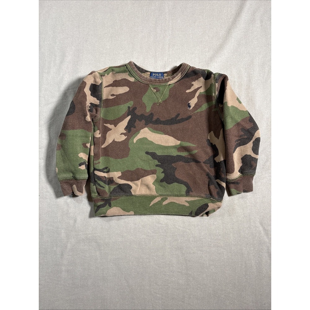 Polo Ralph Lauren Sweatshirt Boys Size 5 Camouflage Crewneck Preppy Logo
